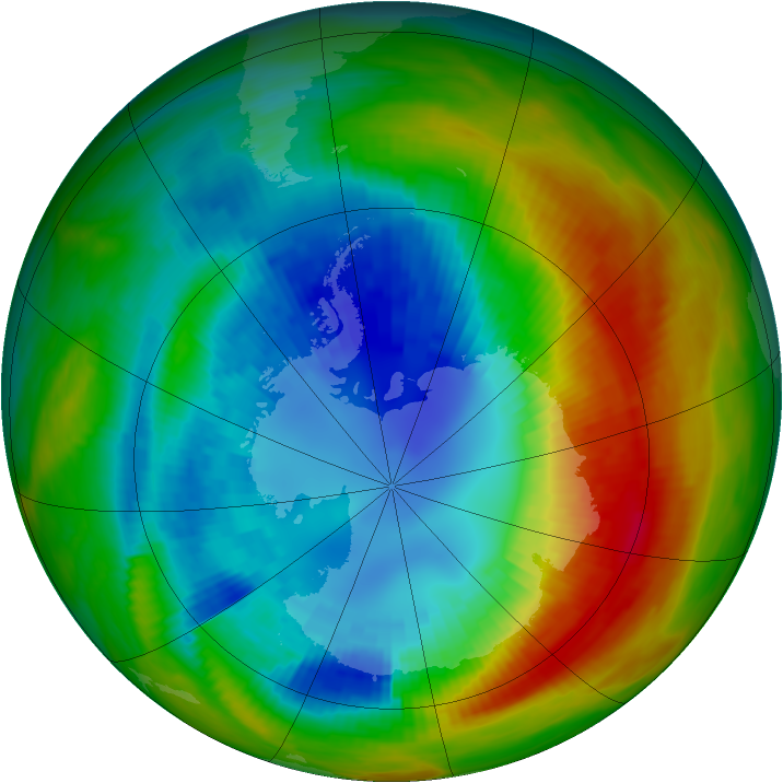 Antarctic ozone map for 30 August 1988